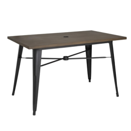 Commercial Outdoor Aluminium Table | Dark Wood Effect | 1200x760mm | Bolero FT955