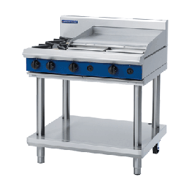 Commercial Gas Cooktop | 2 Open Burners & Griddle | LPG | 900mm | Blue Seal Evolution G516B-LS/L