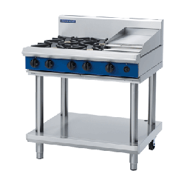 Commercial Gas Cooktop | 4 Open Burners with Griddle | Natural Gas | 900mm | Blue Seal Evolution G516C-LS/N