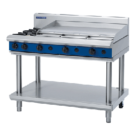 Commercial Cooktop | Gas Range with 2 Burners | 1200mm Griddle Plate | Blue Seal G518A-LS/N