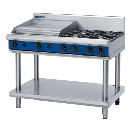 Commercial Cooktop | Open Burner with Griddle | 4 Burners & 1 Griddle | Natural Gas | 1200mm | Blue Seal Evolution G518B-LS/N