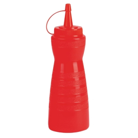 Sauce Bottle | Condiment Dispenser | Red Lidded Container | Vogue GF251