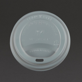 Compostable Hot Cup Lids | Eco-Friendly Coffee Cup Covers | 340ml/455ml | Vegware GH023