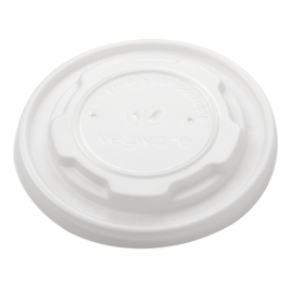 Compostable Hot Food Pot Flat Lids | Eco-Friendly Food Container Lids | 230ml/8oz | Vegware GH166