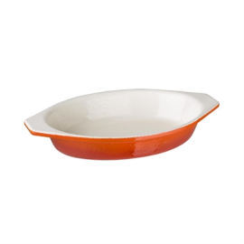 Cast Iron Gratin Dish | Oval Orange Oven Dish | 650ml Capacity | Vogue GH318