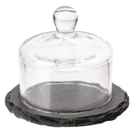 Slate Butter Dish | Glass Display Cloche | Cheese Serving Board | APS GH408