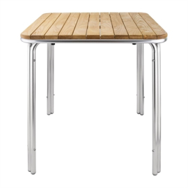 Square Dining Table | Bistro Table | 700mm Ash & Aluminium | Bolero GL982