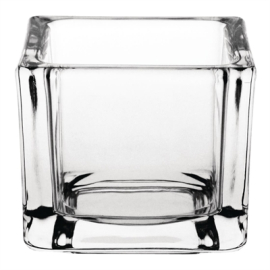 Glass Tealight Holder | Square Tea Light Holder | Clear Tableware Accessory | Olympia GM224