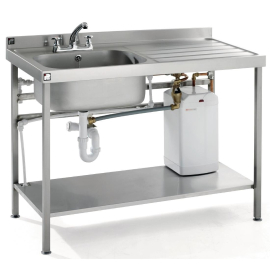 Commercial Sink with Water Heater | Stainless Steel Kitchen Sink | 1200mm Right Hand Drainer | Parry QF1200R