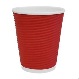 Takeaway Coffee Cups | Ripple Wall Paper Cups | Red 8oz | Fiesta GP424