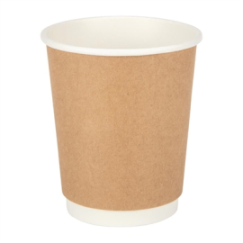 Takeaway Coffee Cups | Double Wall Kraft Cups | 8oz Capacity | Fiesta GP436