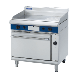 Commercial Gas Griddle Electric Oven | 1/3 Ribbed Griddle | Natural Gas | 900mm | Blue Seal Evolution GPE56/N