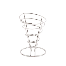 Wire Chip Cone | French Fry Serving Basket | Silver Stainless Steel | Olympia H980