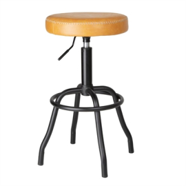 Commercial High Bar Stool | PU Leather Bar Chair | Caramel Finish | Bolero Brooklyn HW290