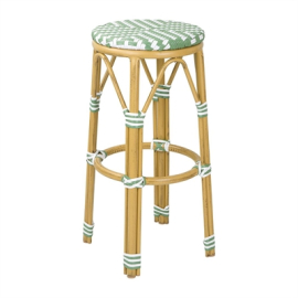 Commercial Rattan Bar Stools | Parisian Style PE Bar Chairs | Light Green | 2 Pack | Bolero HZ142