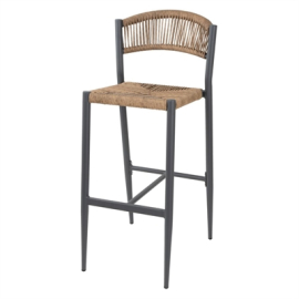 Commercial Outdoor Bar Stools | PE Twist Rattan | Natural Finish | 2 Pack | Bolero Eden HZ594
