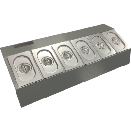 Commercial Gastronorm Seasoning Holder | 6 x GN1/9 Garnish Station | Refrigerated Condiment Dispenser | Modena IR09