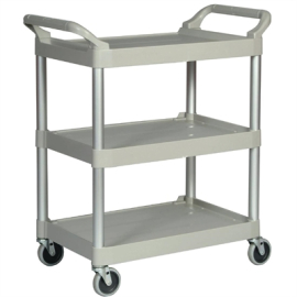 Compact Utility Trolley | Service Cart | 3-Shelf White Trolley | Rubbermaid J837