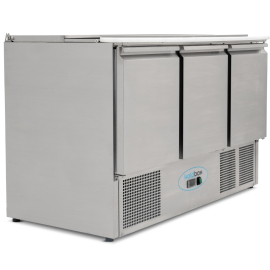 Commercial Gastronorm Saladette | 3 Door Compact Refrigerated Counter | 368L Capacity with Cutting Board | Koldbox KXCC3-PREP