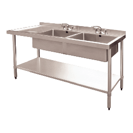Modena M906-Ga Double Bowl Catering Sink 1500w x 600d x 850h Left Draining Board
