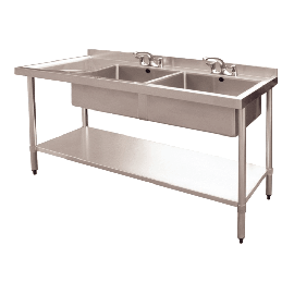 Commercial Double Bowl Catering Sink | Kitchen Sink with Left Draining Board | 1500x600x850mm | Modena M906-Ga