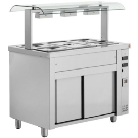 Commercial Bain Marie | Food Warmer | 3 x GN1/1 Capacity with Sneeze Guard | Inomak MRV711