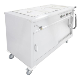Mobile Servery with Bain Marie Top | Hot Food Serving Trolley | Stainless Steel | Parry MSB12