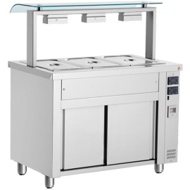 Commercial Bain Marie | Food Warmer with Sneeze Guard | 3x 1/1 GN Capacity | Inomak MVV711