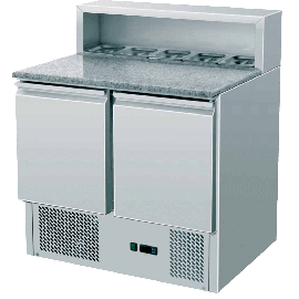 Refrigerated Pizza Prep Counter | 2 Door Prep Fridge | Granite Top | King KPS900.HD