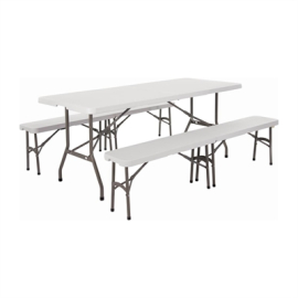Centre Folding Table with Folding Benches | 6ft Portable Banquet Set | Special Offer | Bolero SA425