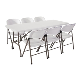 Folding Table with Chairs | 6ft Centre Folding Table | Rectangular Banquet Set | Bolero SA426