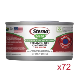 Commercial Ethanol Gel Chafing Fuel | 2 Hour Burn Time | Green Gel Fuel | 72 Pack | Sterno SA607