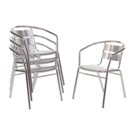 Aluminium Stacking Chairs | Commercial Outdoor Chairs | Pack of 4 | Bolero U419