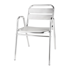 Aluminium Stacking Chairs | Commercial Outdoor Seating | Arched Arms | Pack of 4 | Bolero U501