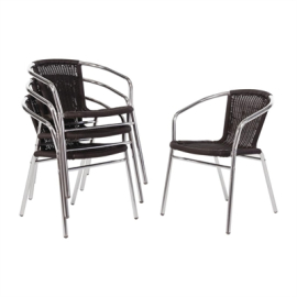 Commercial Wicker Chair | Aluminum Black Dining Chair | Stackable Outdoor Seating | Bolero U507