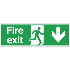 Fire Exit Arrow Down Sign | Emergency Exit Sign | Self-Adhesive Vinyl | Safety Signs W300