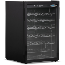 Under Counter Wine Cooler & Glass Door Chiller, 5 Shelf Compact Fridge | Single Hinged Glass Door