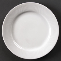 Linear Wide Rimmed Plates | 200mm White Dinner Plates | Restaurant Tableware | Olympia U090