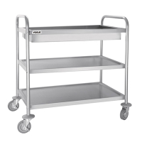 Commercial Clearing Trolley | 3 Tier Deep Tray Service Cart | Stainless Steel | Vogue CC365