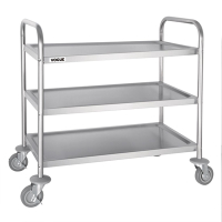 Commercial Clearing Trolley | 3 Tier Stainless Steel Service Cart | Medium Catering Trolley | Vogue F994