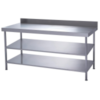 Stainless Steel Wall Table | Kitchen Prep Table | 2 Undershelves 600x600mm | Parry FWWT2U-6060