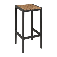 Black Bar Stools | Steel & Acacia Wood Stools | Commercial Seating | Bolero DS156