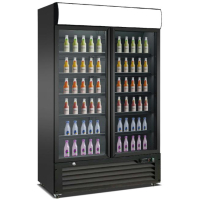 Commercial Drinks Fridge | Upright Display Refrigerator | 2 Hinged Glass Doors | LED Canopy | King KXG1330H