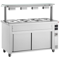 Commercial Bain Marie | Food Warmer with Sneeze Guard | 4x GN 1/1 Capacity | Inomak MJV714