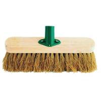 Wooden Broom Head | Soft Coco Broom | 12in Commercial Sweeping Tool | Jantex CD796