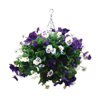 Pansy Ball | Artificial Purple and White Flower Ball | 22' Hanging Decoration | CG570