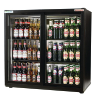 Double Sliding Door Back Bar Cooler | Commercial Beer Fridge | 3Ft Black | Autonumis EcoChill A215191