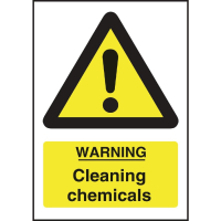 Warning Cleaning Chemicals Sign | Hazard Caution Sign | Waterproof Self-Adhesive | Safety L851