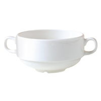 White Stacking Handled Soup Cups | Porcelain Soup Bowls | 285ml Capacity | Steelite Monaco V6873