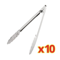 Catering Tongs | Commercial Serving Tongs | 10in Stainless Steel | S633